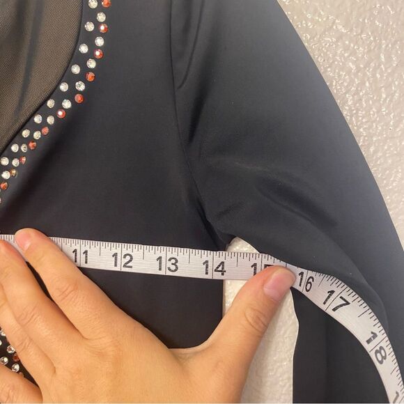 WEISSMAN Ivy Sky Dance Costume black Crystal Asymmetrical Leotard MT11574 MA - Picture 6 of 12